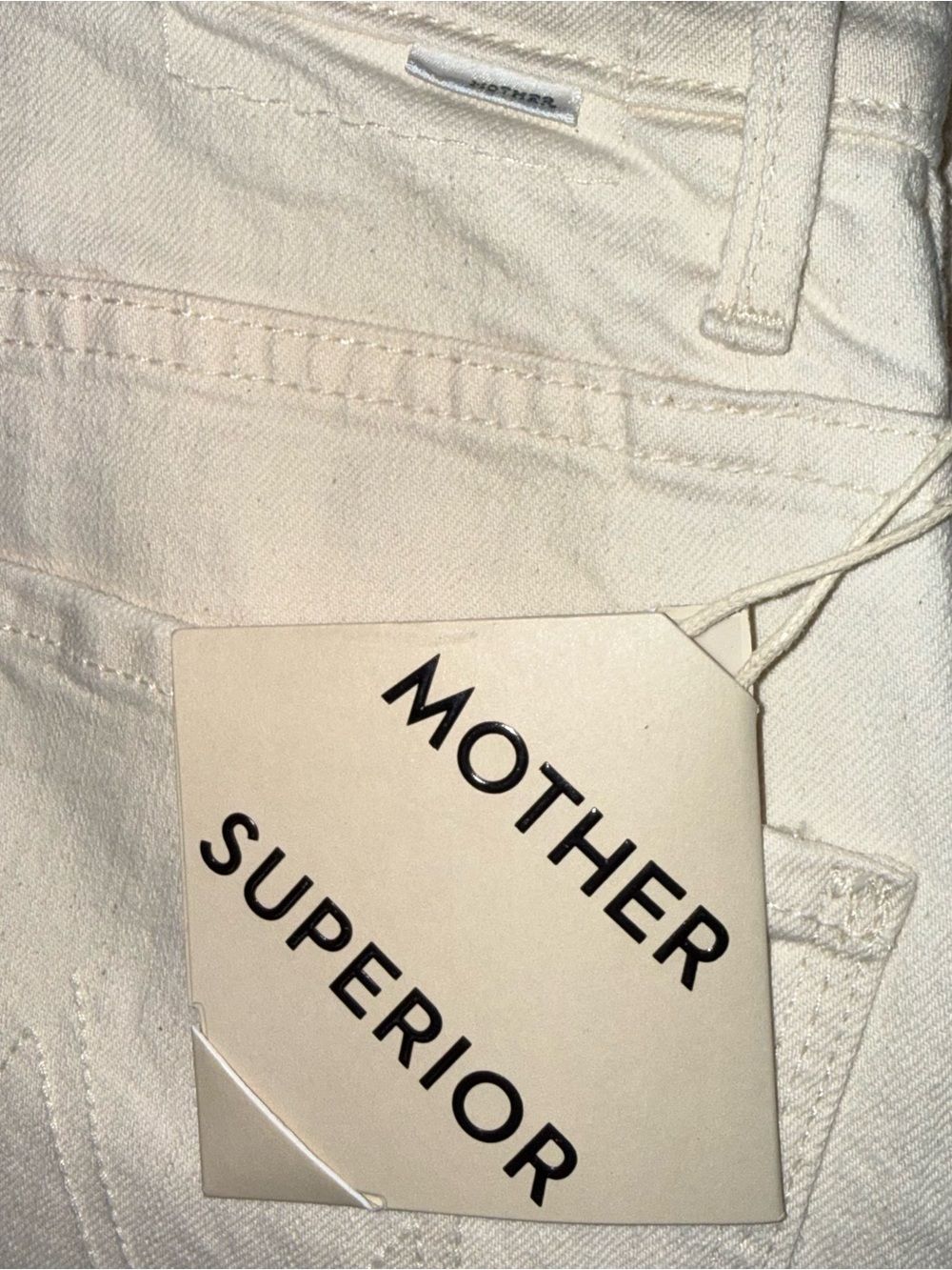 NWT MOTHER The Half-Pipe Ankle Jeans Act Natural Off White Cream Wide Leg 26 - Picture 7 of 14